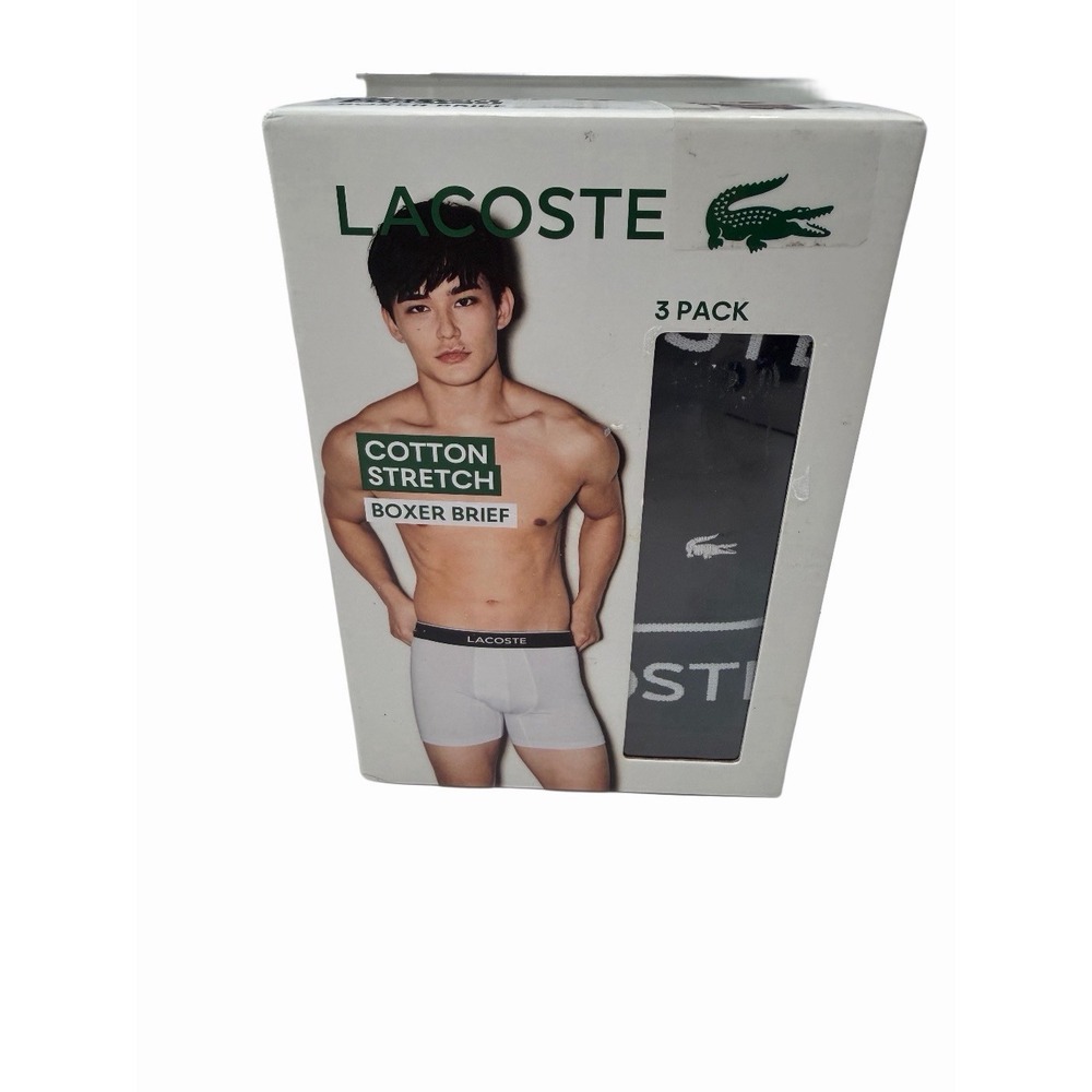 LACOSTE Men's Cotton Stretch Ultra -Comfortable Boxer Brief Set 3 Pack XL